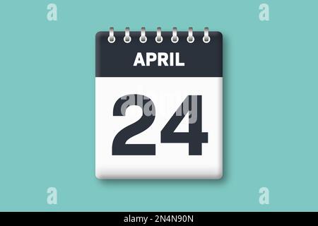 April 24 - Kalenderseite/Blatt mit Datum - 24. April auf zyanischem/blauem Hintergrund Stockfoto