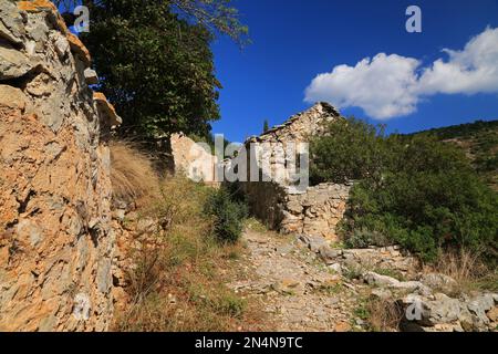 Malo Grablje, Little Grablje, Geisterdorf, verlassenes Dorf auf der Insel Hvar, Kroatien Stockfoto