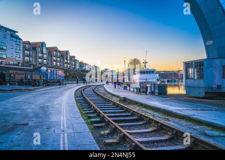 Bristol, England - 20. Januar 2023 : Blick auf die Wapping Railway Wharf in Bristol, England Stockfoto