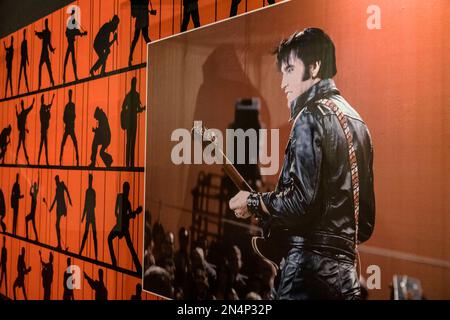 Elvis in Performance Display im The Elvis Presley's Memphis Entertainment Complex in Graceland in Memphis, Tennessee. Stockfoto
