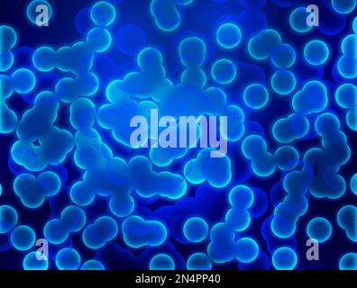 Nahaufnahme von Bakterien unter dem Mikroskop. Illustration Stockfoto