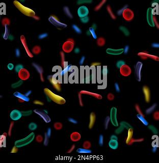 Nahaufnahme von Bakterien unter dem Mikroskop. Illustration Stockfoto