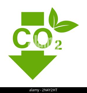 Symbol zur Reduzierung von CO2-Emissionen Vektor Klimaschutz Zeichen für Grafikdesign, Logo, Website, soziale Medien, mobile App, darstellung der benutzeroberfläche Stock Vektor