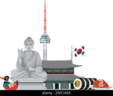 Abbildung eines berühmten Wahrzeichens Südkoreas Stock Vektor