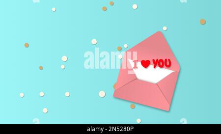 Umschlag zum Valentinstag mit dem Wort "Ich liebe dich" Stockfoto