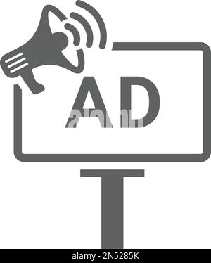 Das Symbol für Werbung, Vorstand und Marketing ist auf weißem Hintergrund isoliert. Verwendung für Grafik- und Webdesign oder kommerzielle Zwecke. Vektor-EPS-Datei. Stock Vektor