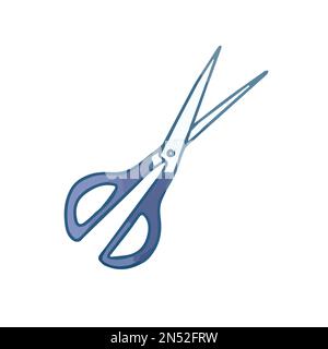 Handgezeichnete, niedliche, isolierte, offene blaue Scheren Stock Vektor