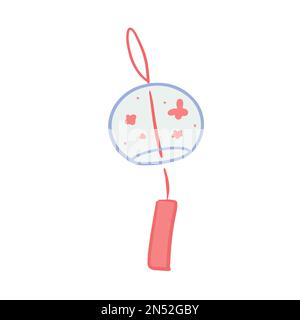 Handgezeichnete, niedliche Kunstwerke aus Glasfurz, traditionelles japanisches Windspiel Stock Vektor