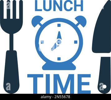 Symbol für Stunde, Mittagessen, Uhrzeit. Gut organisierte einfache Vektordarstellung. Stock Vektor