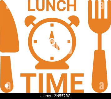Symbol für Stunde, Mittagessen, Uhrzeit. Gut organisierte einfache Vektordarstellung. Stock Vektor