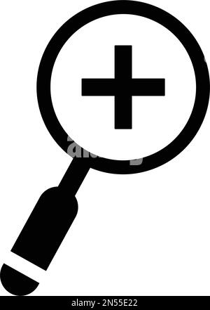 In ist das Symbol für Zoom und Vergrößerung auf weißem Hintergrund isoliert. Verwendung für Grafik- und Webdesign oder kommerzielle Zwecke. Vektor-EPS-Datei. Stock Vektor