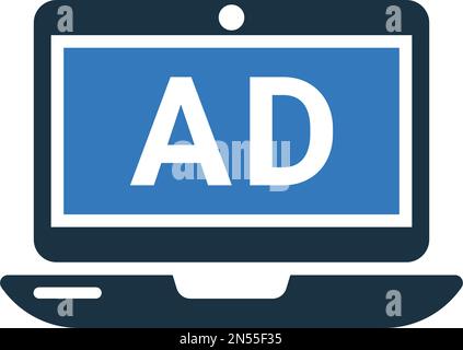Laptop, Ad Icon - perfekt für die Gestaltung und Entwicklung von Websites, gedruckten Dateien und Präsentationen, Werbematerialien und vieles mehr. Vektor-EPS Stock Vektor