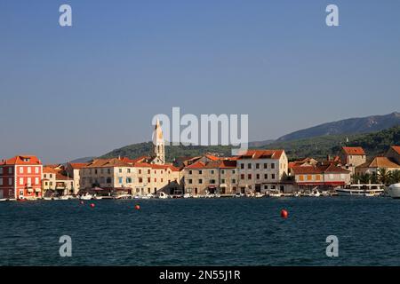 Alter Hafen in Stari Grad auf der Insel Hvar, Kroatien Stockfoto