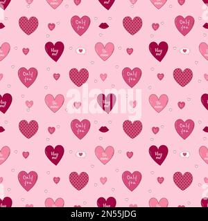 Handgezeichnetes nahtloses Muster mit Herzen zum Valentinstag Stock Vektor