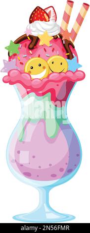 Eisbecher, serviert in einer Glasillustration Stock Vektor