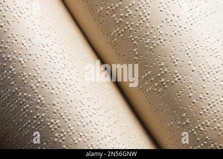 Draufsicht Blindenschrift Buch Nahaufnahme. Auflösung und hochwertige Fotos Stockfoto