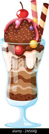Eisbecher, serviert in einer Glasillustration Stock Vektor