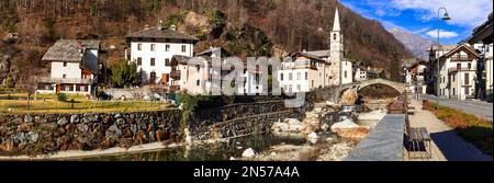 Die malerischsten alpinen Dörfer im italienischen Teil - Fontainemore, mittelalterliches borgo in der Region Valle d'Aosta Stockfoto