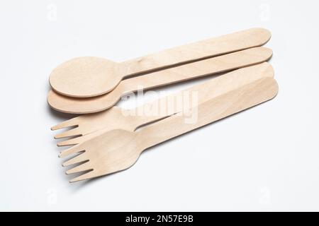 Umweltfreundliches Holzbesteck Stockfoto