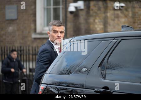 Mark Harper MP (Con: Forest of Dean) Secretary of State Transport – leaving the Cabinet Office in Whitehall, Januar 2023 Stockfoto