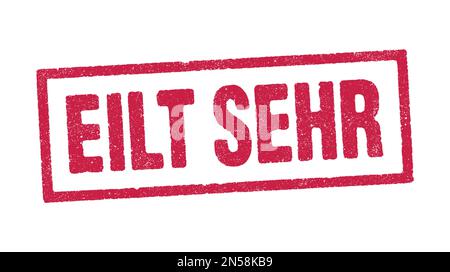 Vektordarstellung des Wortes Eilt Sehr (sehr dringend auf Deutsch) in roten Stempeln Stock Vektor