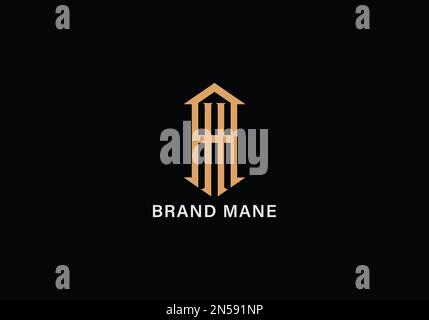 Vorlage für Monogramm-Vektor-Logo mit Buchstaben AH oder HA Stock Vektor