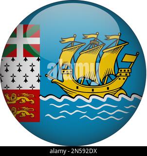 St. Pierre und Miquelon 3D-Symbol für abgerundete Flagge, Vektor Stock Vektor