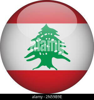 Libanon 3D Symbolvektor für abgerundete Flagge Stock Vektor