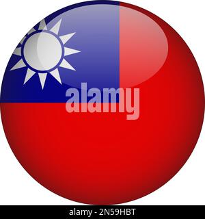 Taiwan 3D Symbolschaltflächenvektor für abgerundete Flagge Stock Vektor