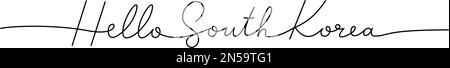 Hallo Südkorea - Wort mit einer durchgehenden Zeile. Minimalistische Darstellung von Formulierungen. Land Südkorea – durchgehende einzeilige Abbildung. Stock Vektor
