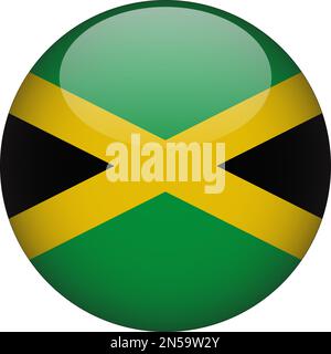 Jamaika 3D Symbolvektor für abgerundete Flagge Stock Vektor