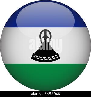 Lesotho 3D Symbolvektor für abgerundete Flagge Stock Vektor