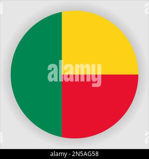 Benin Flacher, Abgerundeter Schaltflächenvektor Für Flaggensymbol Stock Vektor