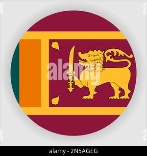 Sri Lanka Flacher, Abgerundeter Fahnensymbol-Vektor Stock Vektor