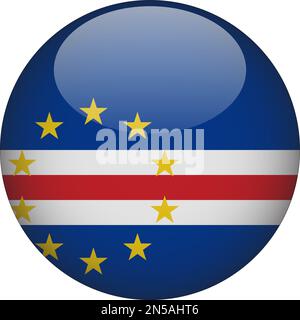 Kap Verde 3D Symbolvektor für abgerundete Flaggen Stock Vektor