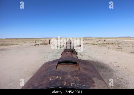 Uyuni Train Graveyard (alte Ruinen) in Bolivien Stockfoto