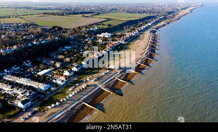 Luftbild von Kingsdown, Blick entlang der Küste in Richtung Walmer und Deal, Kent Stockfoto