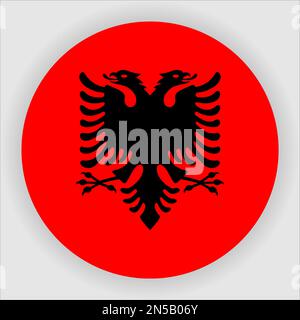 Albanien - Symbolschaltfläche Für Flache Abgerundete Flagge - Vektor Stock Vektor