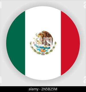 Mexiko Flacher Vektor Für Symbol Für Abgerundete Flagge Stock Vektor