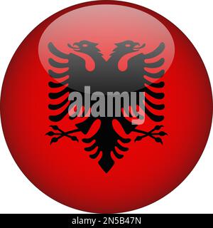 Albanien 3D Symbolvektor für abgerundete Flagge Stock Vektor