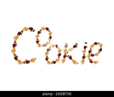 Kekse, Briefkekse, Schokolade und Creme. Aufschrift der Kekse. . Vektordarstellung Stock Vektor