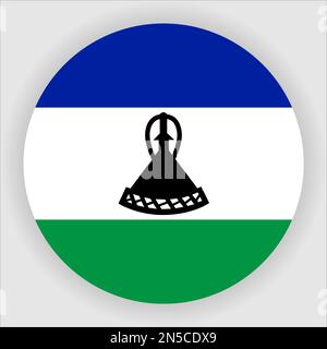 Lesotho: Flacher, Abgerundeter Schaltflächenvektor Stock Vektor