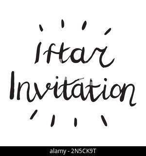 Iftar-Einladungs-Kalligrafiepinsel. Ramadan-Essensfeier für moslems. Stock Vektor