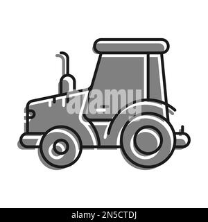 Symbol für linear gefülltes graues Symbol. Landwirtschaftliche Zugmaschine. Transport Und Ausrüstung Für Den Transport Landwirtschaftlicher Produkte Auf Dem Feld. Einfach schwarz und weiß Stock Vektor