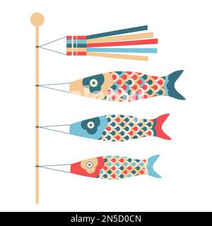 Koi Fischkarren Streamer Flag Japan Illustration Stock Vektor