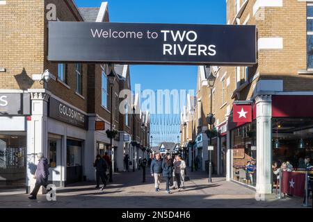 Two Rivers Einkaufszentrum im Stadtzentrum von Staines-upon-Thames, Surrey, England, Großbritannien Stockfoto