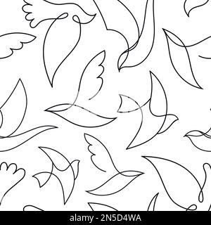 Vektor-Nahtloses Linienmuster. Fliegen, Freiheit, Frieden, minimalistischer Hintergrund. Stock Vektor