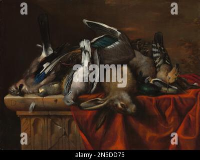 Französisches Gemälde, Pierre Dupuis Still Life mit Trophäen der Jagd Stockfoto