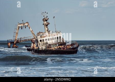 Das Schiffbruch der Zeila an der Skeleton-Küste von Namibia. Stockfoto