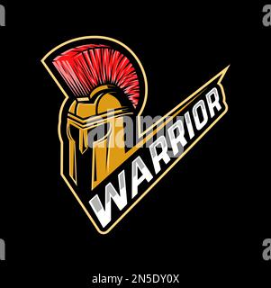 Sparta-Krieger-Maskottchen oder Ikone. Sportturniersymbol mit mittelalterlichem Soldaten, antikem Gladiator oder Kampfhelm Sparta. Der alte griechische Ritter Stock Vektor